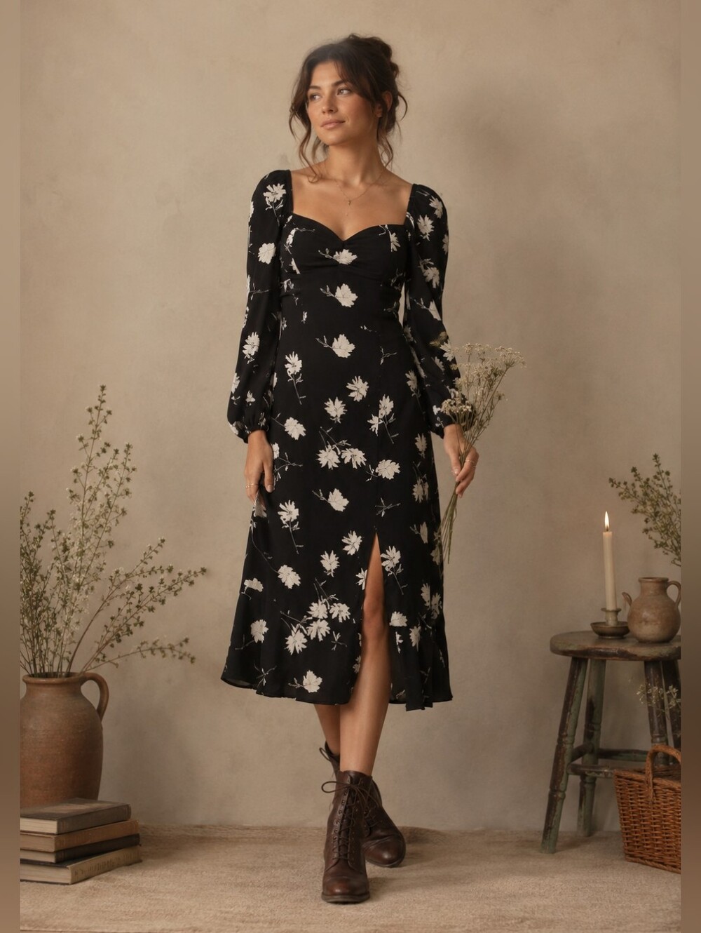 NWT BOG Collective Dress Size M Floral Band Of Gypsies Country Prairie Feminine